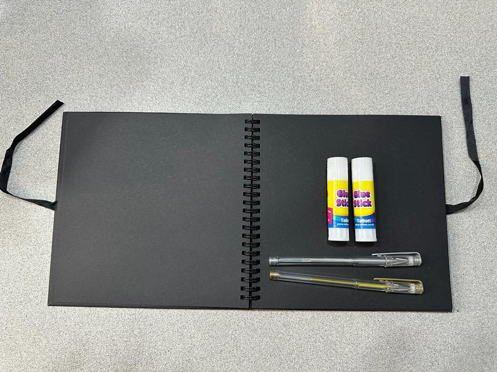 Black Guest Book 8" x 8"  + 2 x Pens/ 2 x Glue Sticks (PACK OF 25)  Picture Blast Photo Booth Hire